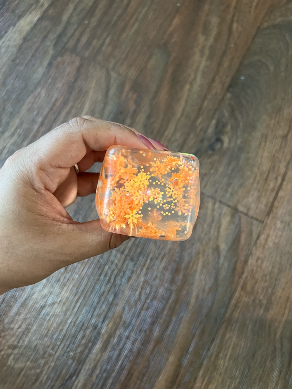 🧡Orange Snowflake Glitter Squeeze Ball Fidget Toy 🧡